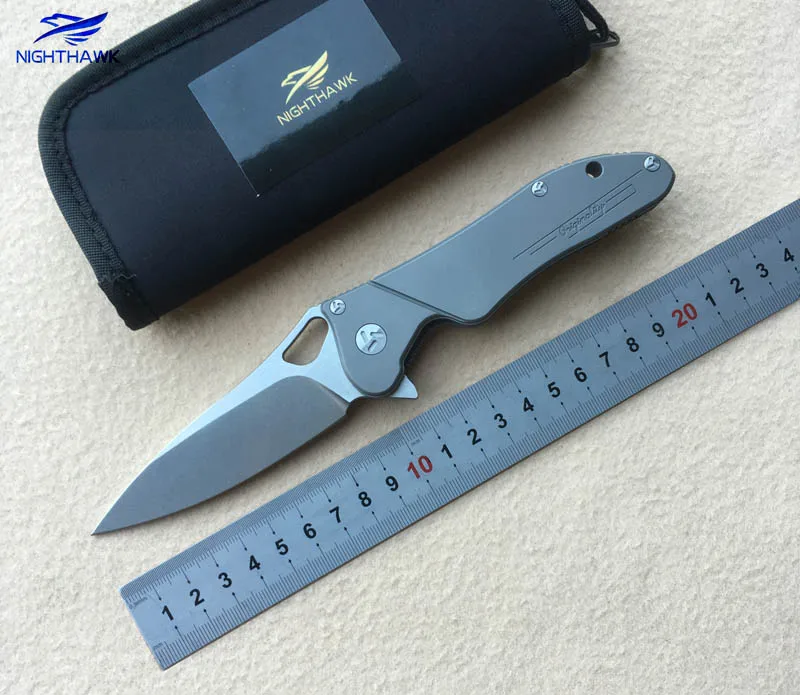 

NIGHTHAWK Maker 3 ceramic ball bearings clamshell folding knife S35vn TC4 titanium handle camping hunting pocket knife tool