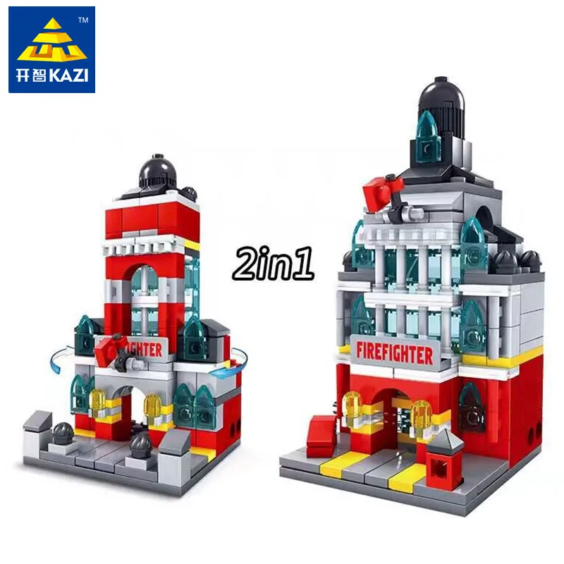 KAZI 141pcs/set Mini Fire Department Building Blocks ABS