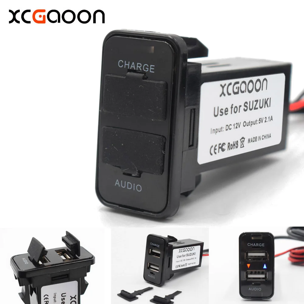 

XCGaoon Special Dedicated 5V 2.1A Car USB Interface Socket Charger Adapter and USB Audio input Socket for SUZUKI