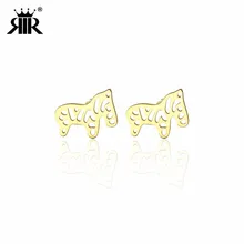 Серьги-гвоздики RIR в минималистическом стиле с изображением животных зебры из нержавеющей стали, милые женские украшения в виде медведя, серьги, подарок для девочек