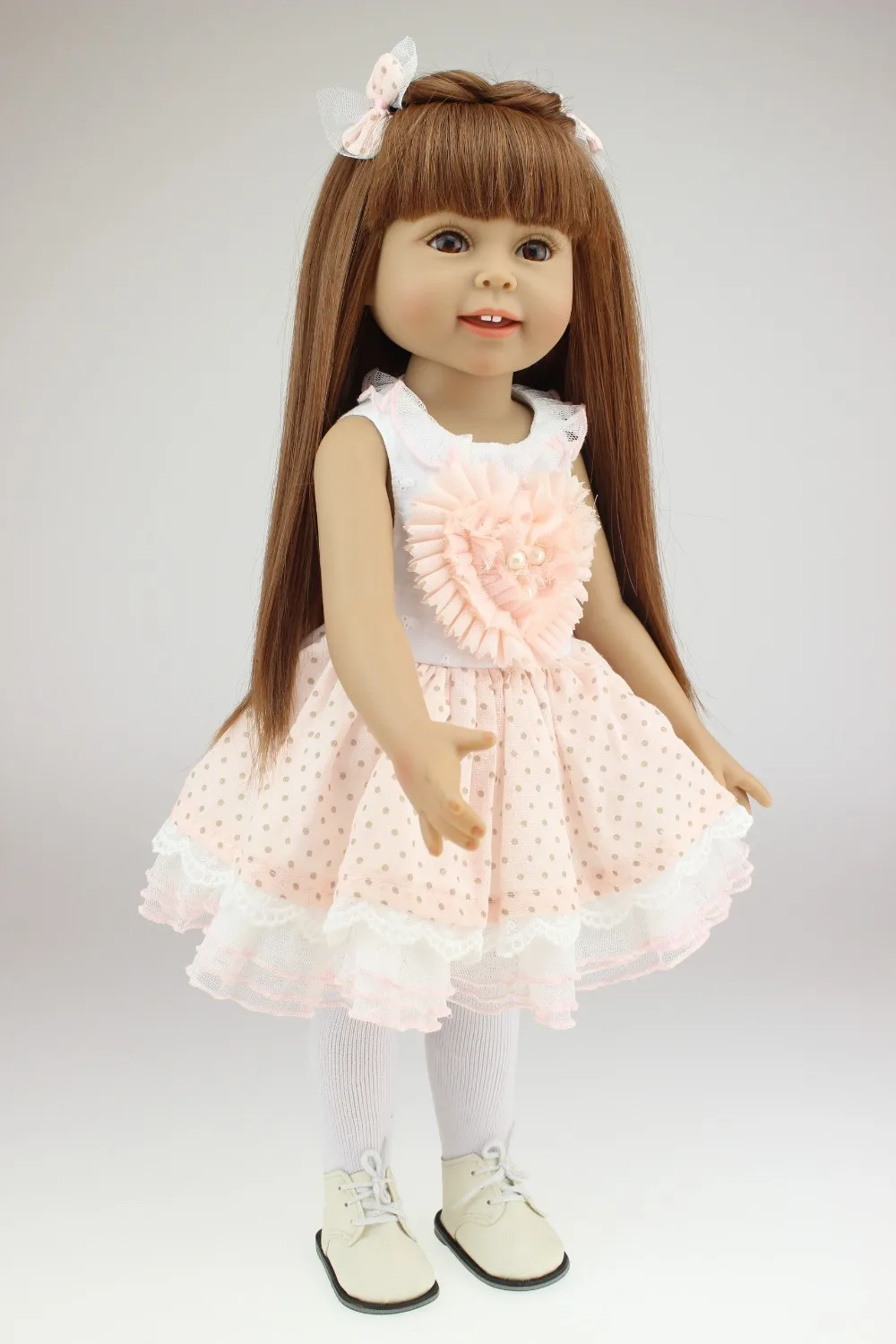 18 inch American Doll Full Silicone Vinyl bebe Reborn  Girl Cute reborn Toddler Toys For Kids Gifts Birthday Brinquedo