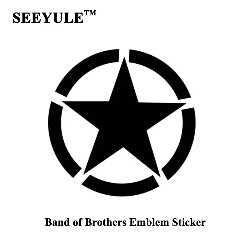 

1pc SEEYULE Band of Brothers Emblem Five-pointed Star Car Stickers Fuel Tank Cover Car Styling Accessories Decoration