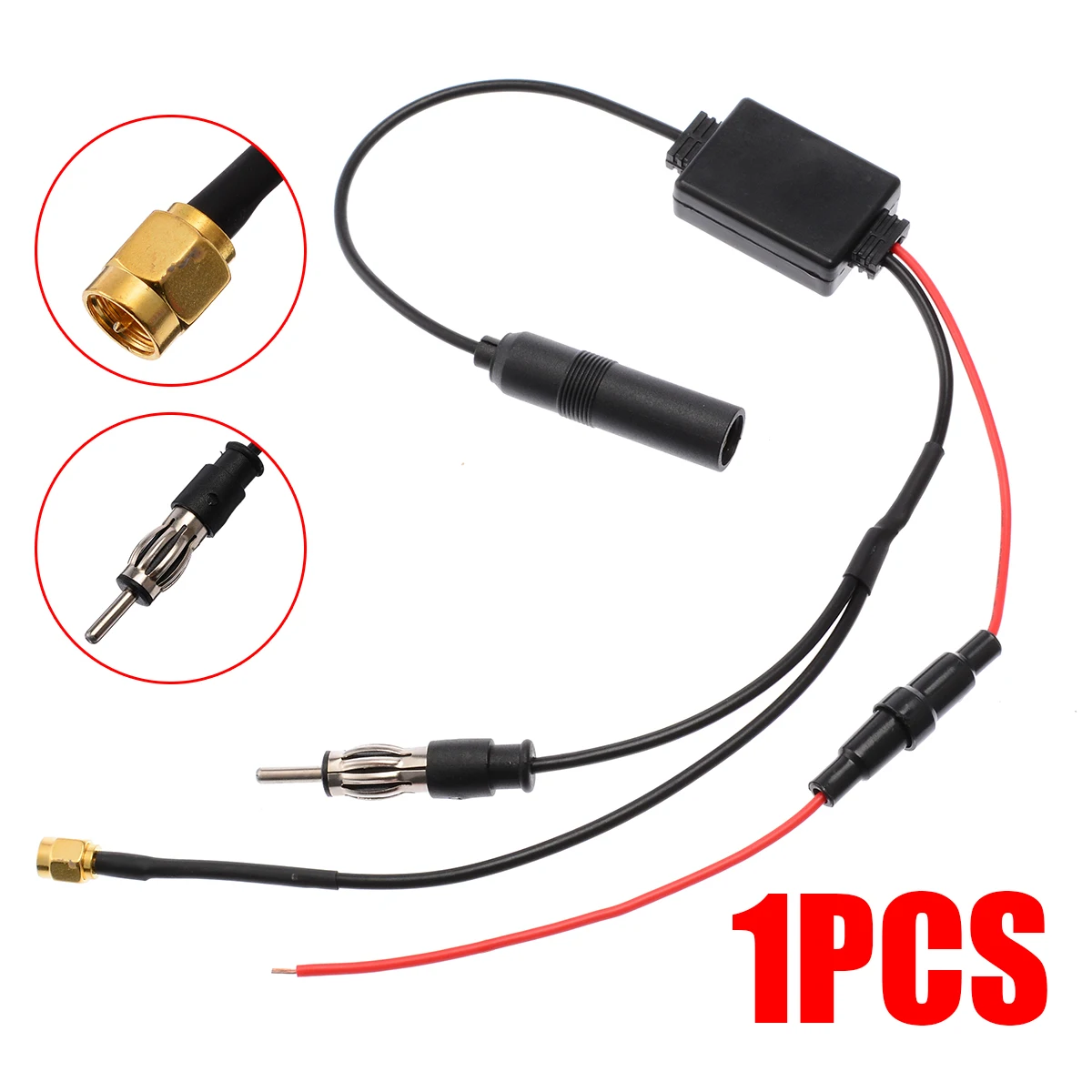 Universal Car FM/AM DAB + Antenna Aerial Splitter Adapter Cable SMB Converter Car Radio Active 88-108MHZ