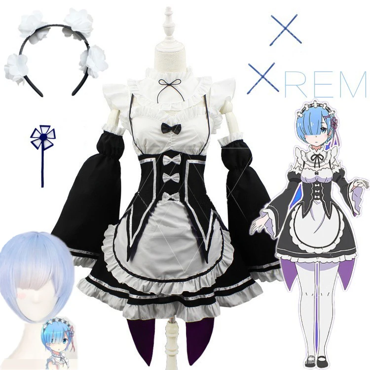 Ram Rem Re: zero Kara косплей костюм женские платья парик Ram Rem для девочек платье Hajimeru Isekai Seikatsu жизнь в другом мире