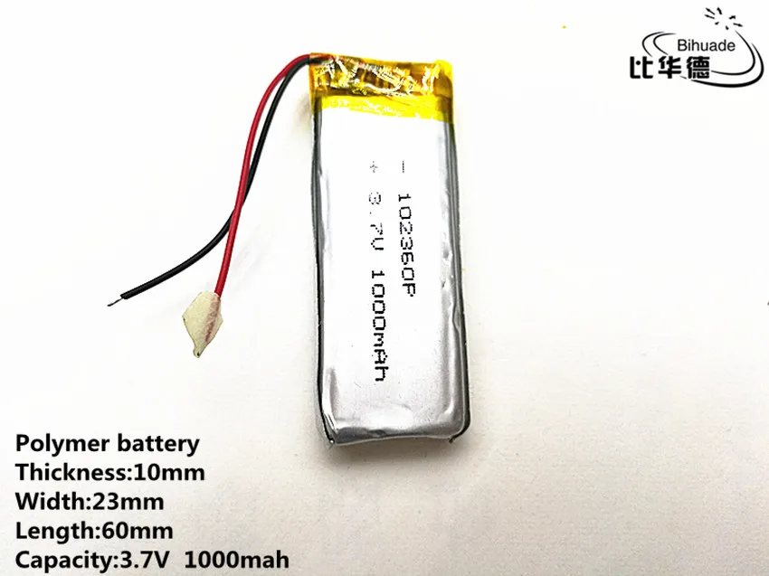 

10pcs/lot Good Qulity 3.7V,1000mAH,102360 Polymer lithium ion / Li-ion battery for TOY,POWER BANK,GPS,mp3,mp4