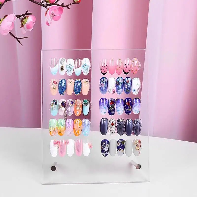 

New Transparent Makeup Storage Organizer Nail Polish Rack Display Shelf Cosmetic Organizer Household Storage False Nail Display