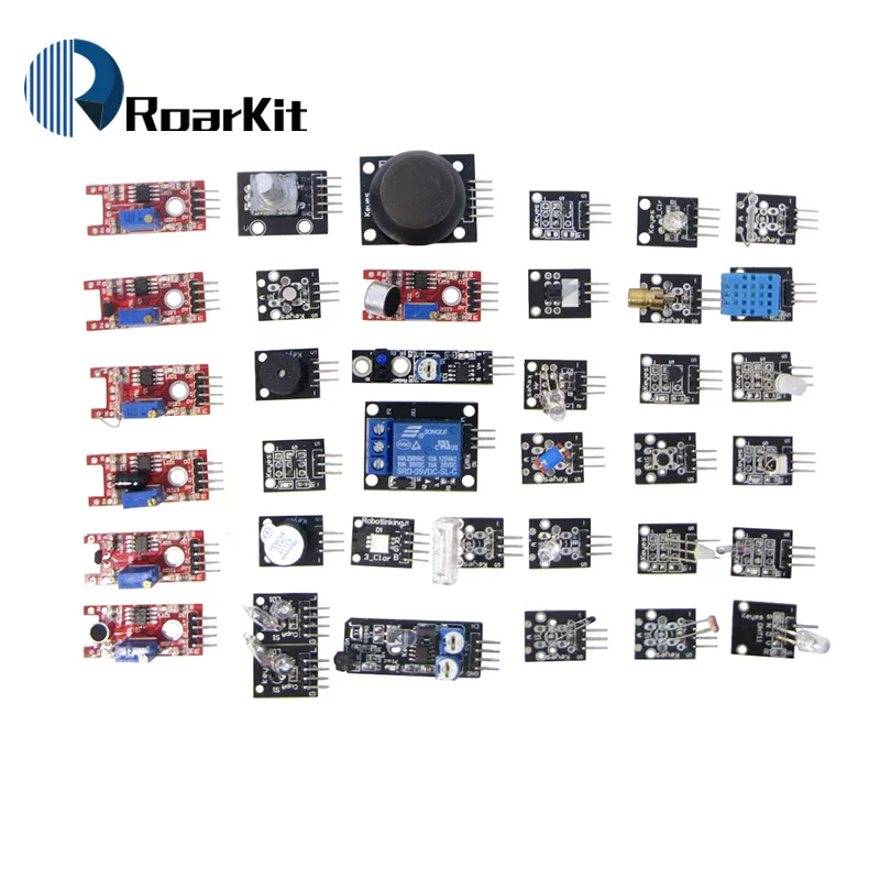 С коробкой 37 в 1 комплект датчиков для Arduino/RGB/джойстик/светочувствительный/Обнаружение звука/Предотвращение препятствий/зуммер