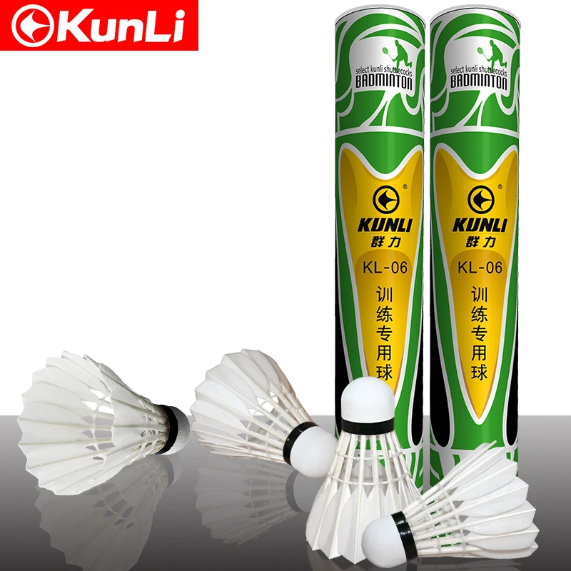 12pcs/tube Original KUNLI 06 Shuttlecock Badminton grade B Straight