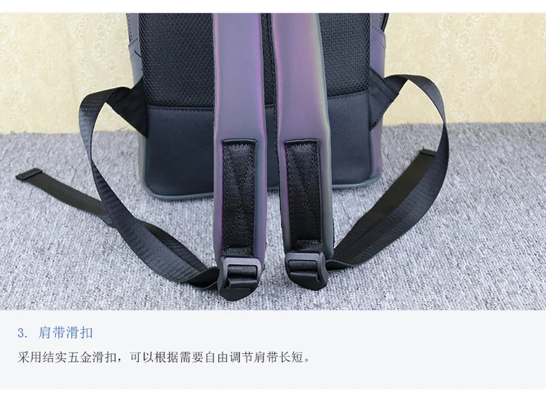 ZYJ Women Luminous Geometric Casual Backpacks Travel Girls Leather Laser Discoloration Shoulder School Backpack Mochila Bag (8)