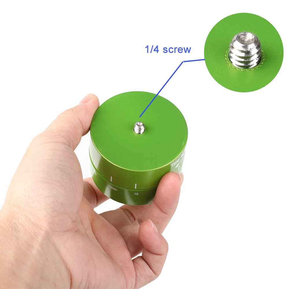 Kaliou 60min Time Lapse 360 degree Rotating Automatic Timer Tripod Head Photography Delay Tilt Head for GoPro 7 6 5 4 3 2 Green