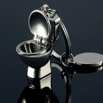 

1PC Silver Plated Toilet seat Key chain For Car Metal Key Chains Symbol Key Ring Keychain For Men Women Gift