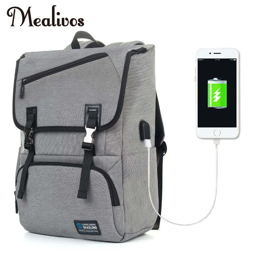 

Mealivos Anti-theft Water Resistant Polyester Laptop Vintage Backpack with USB Charging Port Under 17-Inch Laptop and Notebook