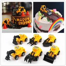6 шт./компл. Кекс с фигуркой экскаватора торт Топпер С Днем Рождения Торт Декор Для детей день рождения выпечки украшения Детские подарки игрушки