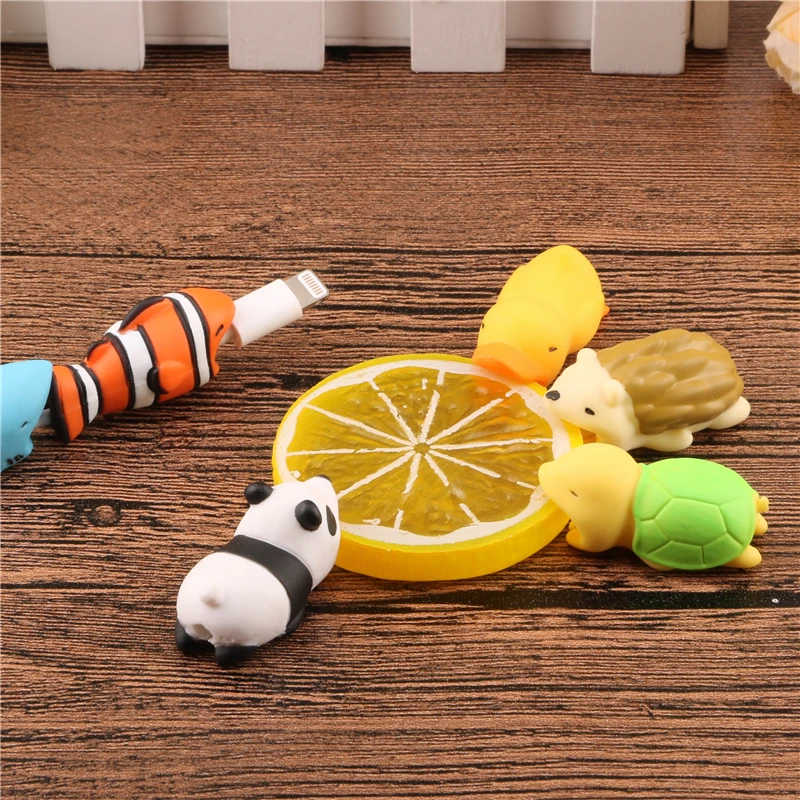 Cute Cable protector Animal doll Cable bite protector usb cable organizer winder chompers charger wire holder for iphone cable