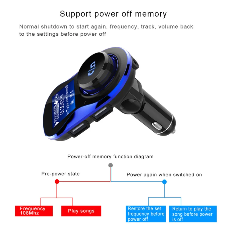 Fivetech Multifunctional Bluetooth Handsfree Car Charger 2USB Digital Display MP3 Player  GPS FM Transmitter for mobile phone  (11)