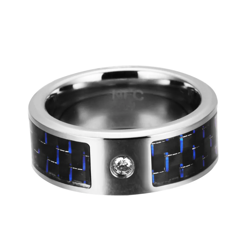 NFC Smart ring Male ring Digital intelligent Ring For Female Blue carbon fiber Titanium steel ring Wholesale