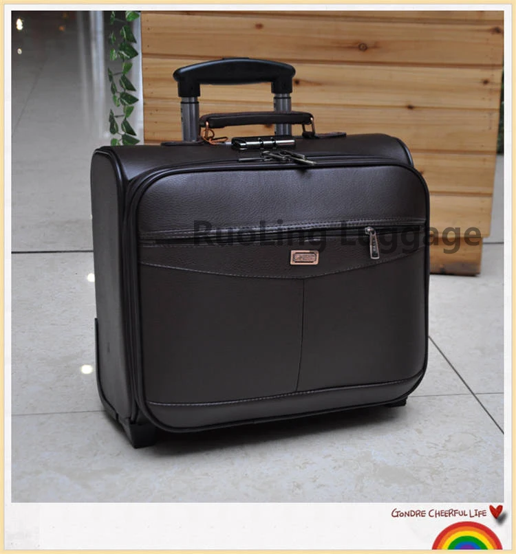 LeTrend 16 дюймов Многофункциональный чемодан из ПУ-кожи на колесиках для мужчин и женщин переносить на тележке пилот дорожные сумки Сумка для