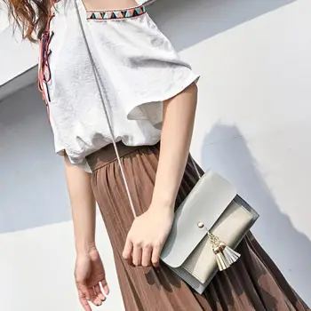 

#50 2018 NEW Arrival fashion women bags 2018 Women Double Deck Cover Tassels Patchwork Fashion Cross body Shoulder Phone Bag