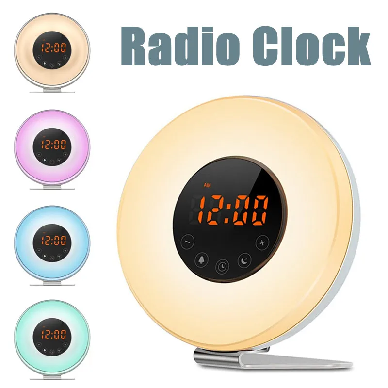 

LED Natural Wake-Up Light Sunrise Simulation Alarm Clock FM Radio Night Lamp Baby Kids Night Light