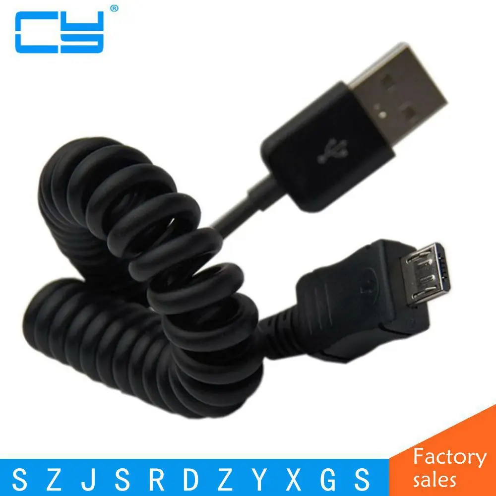 

Flexible 1m Micro USB Charger Spring Spiral Coiled Cable Data Sync Universal New