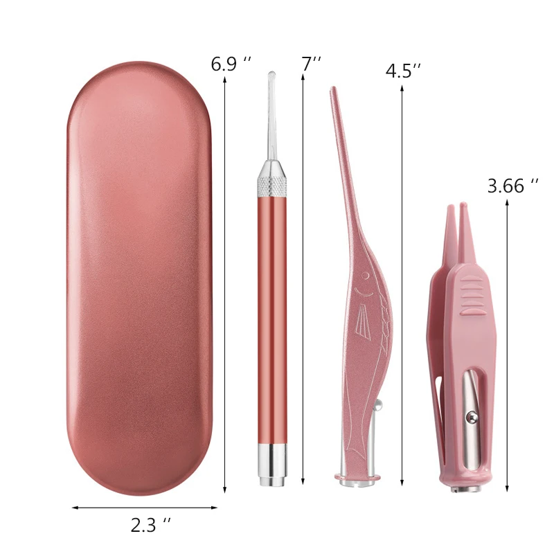

3Pcs/Set Ear Flashlight Earpick Wax Cleaner Curette Remover Cleaner Spoon Spiral Clean Tool Spoon Health Ear Care