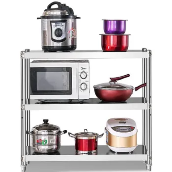 

Kitchen shelf multi-layer thick stainless steel rack balcony microwave oven storage rack debris rack