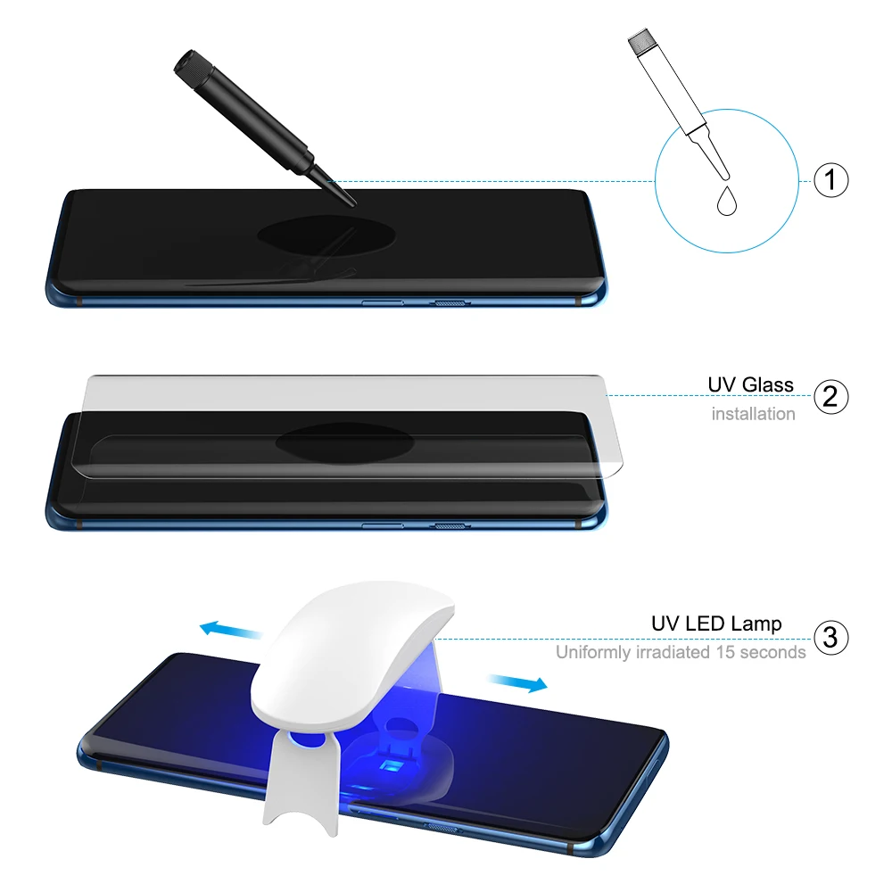 Screen Protector with fingerprint unlock for Oneplus 7 Pro 7T ProUV Glass film full cover for Oneplus 8 Pro tempered glass