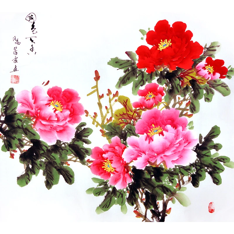 ハンド塗装牡丹花スクロール絵画上の紙伝統中国アートという名前ファンタジー芳香 Painting Pro Flower Vase Paintingflower Painting Aliexpress