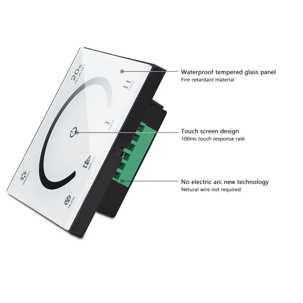 Smart Touch Dimmer Glass Panel Wall Switch DC 12V 24V Dimmable Timer LED Controller for Single Color LED Strip Lights Lamp Bulb