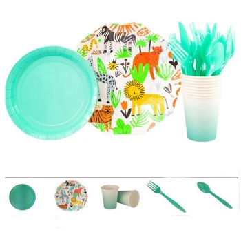 

Partybus Animal World Birthday Party Disposable Tableware Sets Paper Plates Party Tableware Sets Kids Birthday Wedding Engagem