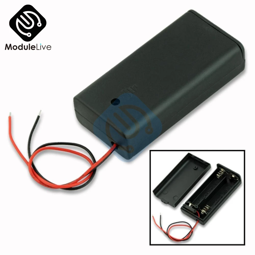 

Black 2 AA Battery Holder Box Case With Switch New 2 AA 2A Battery Holder Box Case With Switch