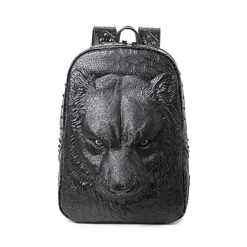 3D Tiger Animal Backpack Women Men Laptop Backpack Vintage Rock PU Leather Backpacks Fashion Travel School Computer Rivet Bags 