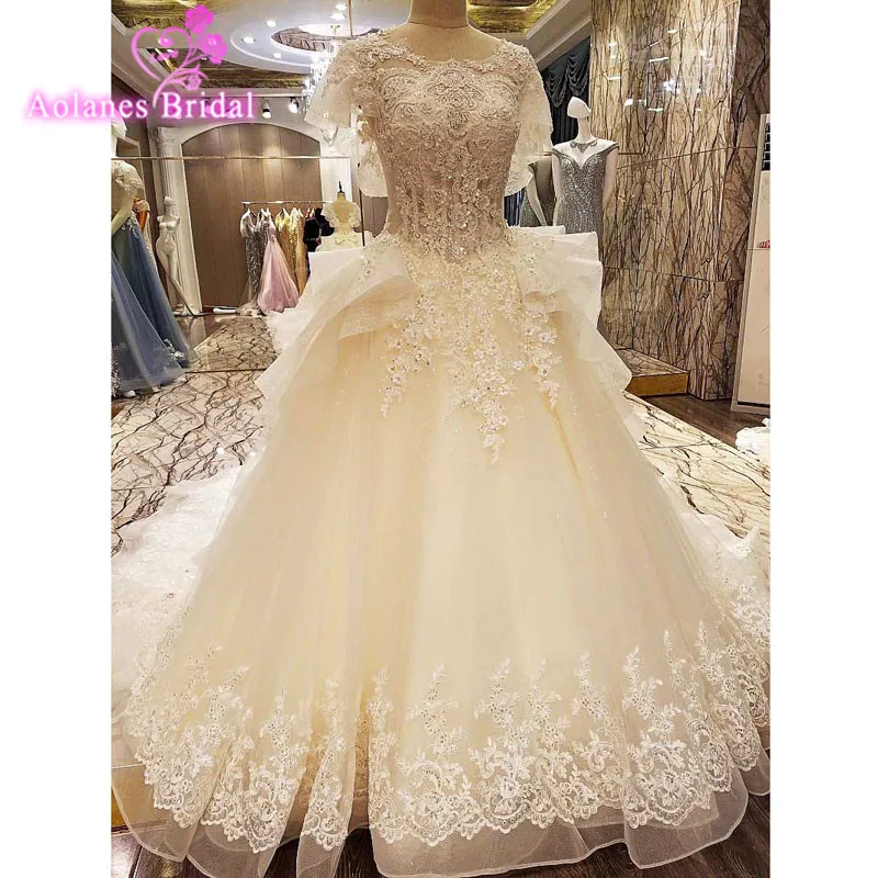 Vestidos De Novia 2017 Vintage Long Train Wedding Dress Ivory Tulle Applique Beading Lace Bridal Gown Real Photo | Свадьбы и