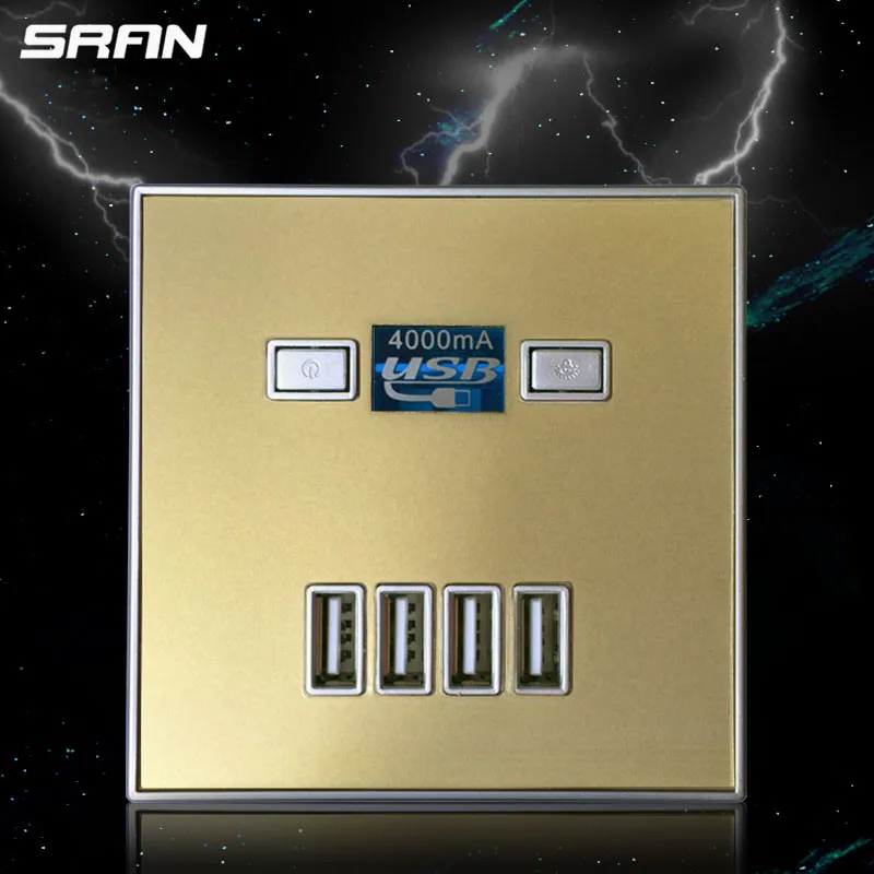 36V 220V 10A 4000MA 4 USB зарядка розетки электрические с черным белым золотом enchufe