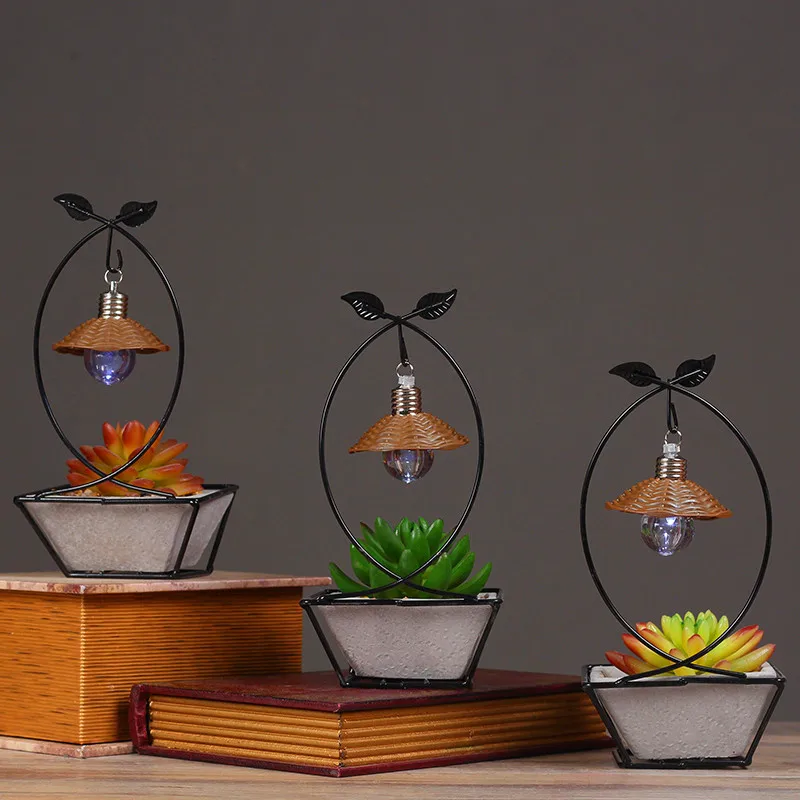 Flower Pot Iron Nordic Creative Simple Wrought Retro Simulation Green Plant Small Potted Decor | Дом и сад