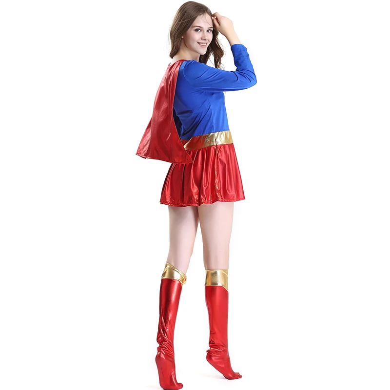 Взрослый супердевочка косплей костюм супер Женщина Супергерой сексуальные маскарадные сапоги платье Хэллоуин Супермен вечерние костюмы для косплея Прямая поставка