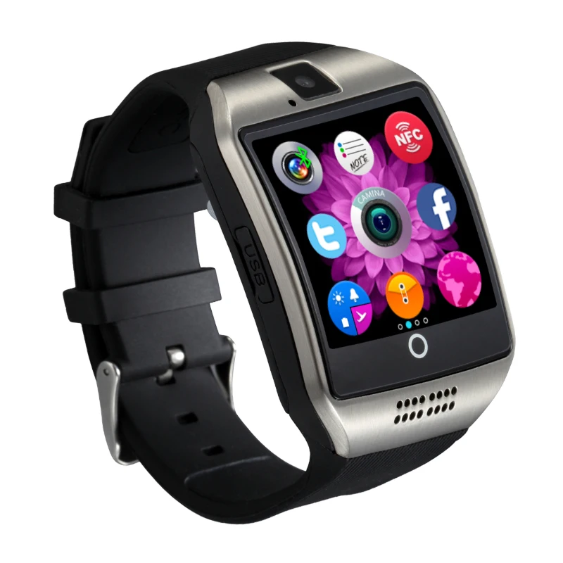 2017 1.54 &quotдюймов 500 мАч Smart watch Q18 Дистанционного Управления Шагомер Smartwatch TF СИМ
