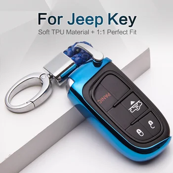 

Soft TPU Car Key Case Cover For Jeep Renegade Grand Cherokee Patriot Wrangler Jl Commander Compass Key Ring Shell Accessories