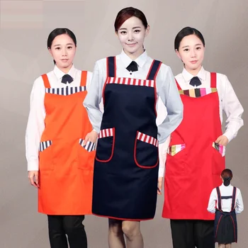 

(10pcs)Han edition fashion household kitchen apron female hotel waiter apron uniform custom embroidery logo printing