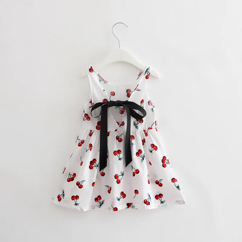 Новое летнее Хлопковое платье-майка для маленьких детей платье принцессы для девочек сарафан для новорожденных одежда с милым цветком вишни Vestidos