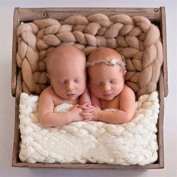 

Newborn Photography Props Blanket Stretch Yarn Hat Photo Props Baby Crochet Basket Stretch Mohair Wrap Hat Photo Props