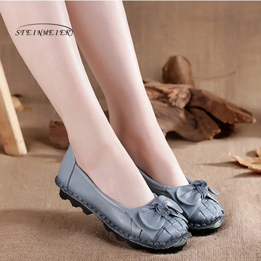 

Steinmeier Ballet Women Genuine Leather Shoes Woman Flat Soft Flexible Round Toe Nurse Casual Fashion Loafer Driving Shoes