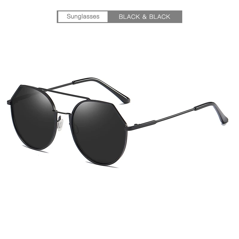 Винтажные круглые большие размеры увеличенные линзы Зеркальные Солнцезащитные очки женские брендовые дизайнерская металлическая рамка женские Солнцезащитные очки женские классные ретро - Цвет линз: black-blackC1