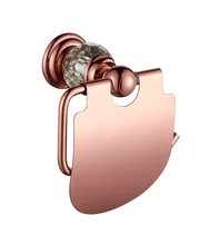 Free shipping Rose gold finish Big crystal Roll holder / toilet Paper holder