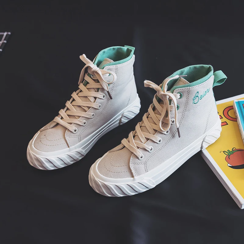 Zapatillas Deportivas Mujer; женская текстильная обувь; Вулканизированная обувь с высоким берцем на шнуровке; смешанные цвета; Новинка года; Tenis Femino; модная обувь