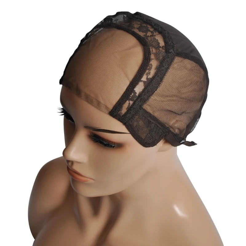 S/M/L U Part Swiss Lace Wig Cap For Making Wigs With Adjustable Stretch Straps Glueless Weaving Cap Hair Extension Cap
