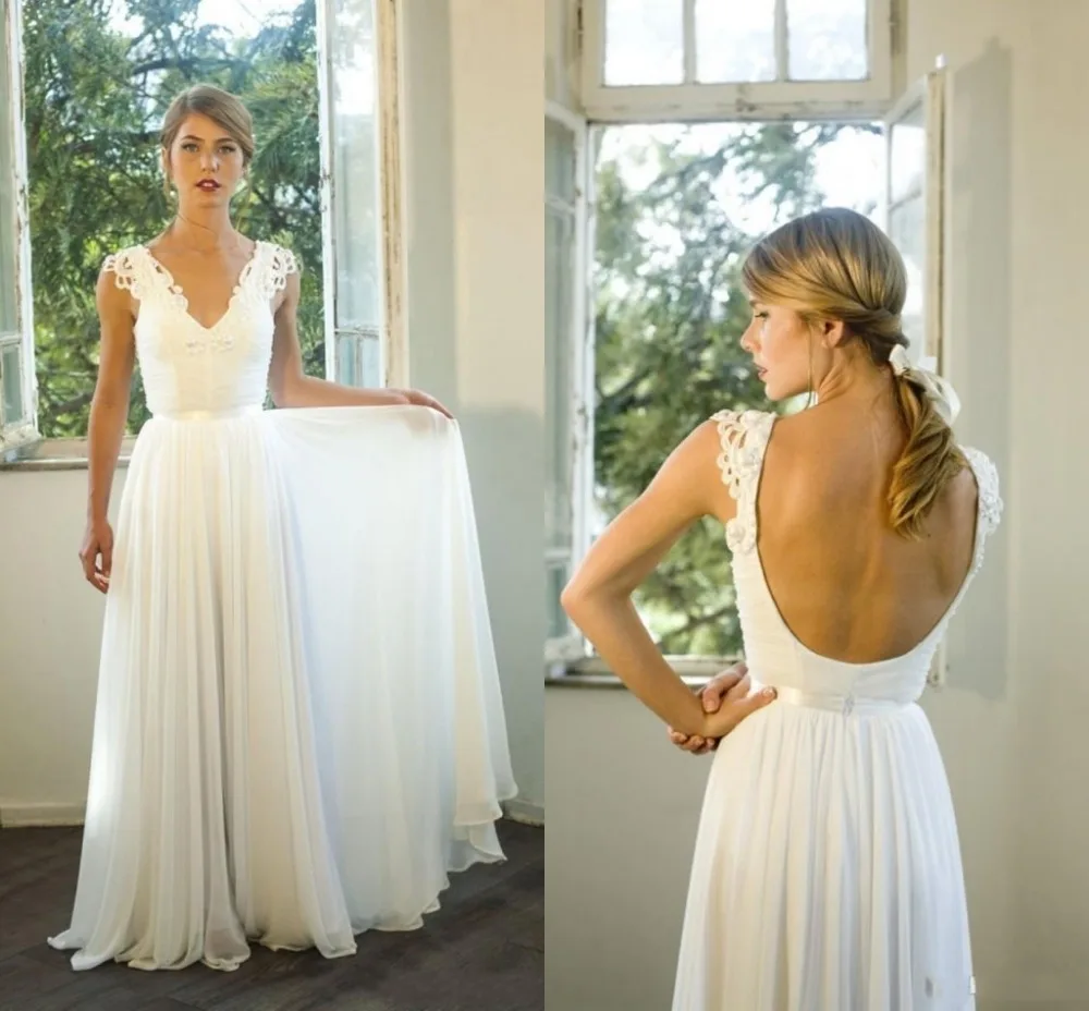 

Sexy Backless Boho Wedding Dress long Elegant Open Back Wedding Gowns Custom Beach Brides Dress vestido de noiva praia 2016