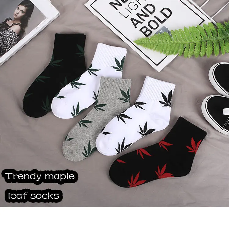 Новые весенне-летние хлопковые носки с листьями в стиле Харадзюку для скейтборда в стиле хип-хоп, женские уличные носки-башмачки для девочек, забавные носки