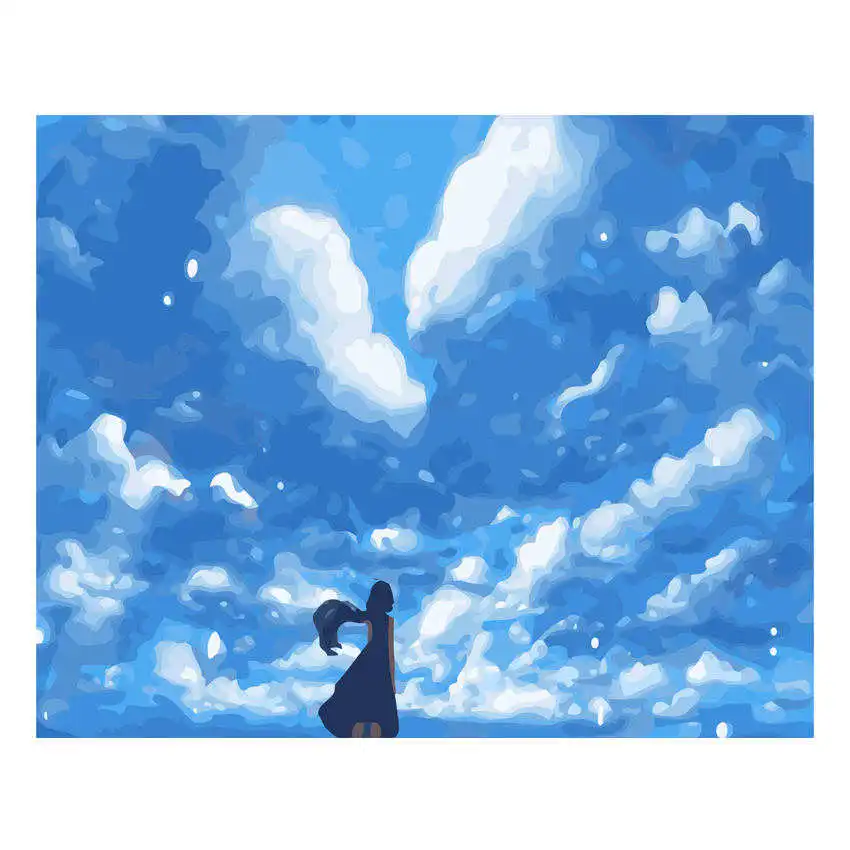 

Decorative Canvas Painting By Numbers Landscape,Diy Oil Painting By Numbers Blue Sky