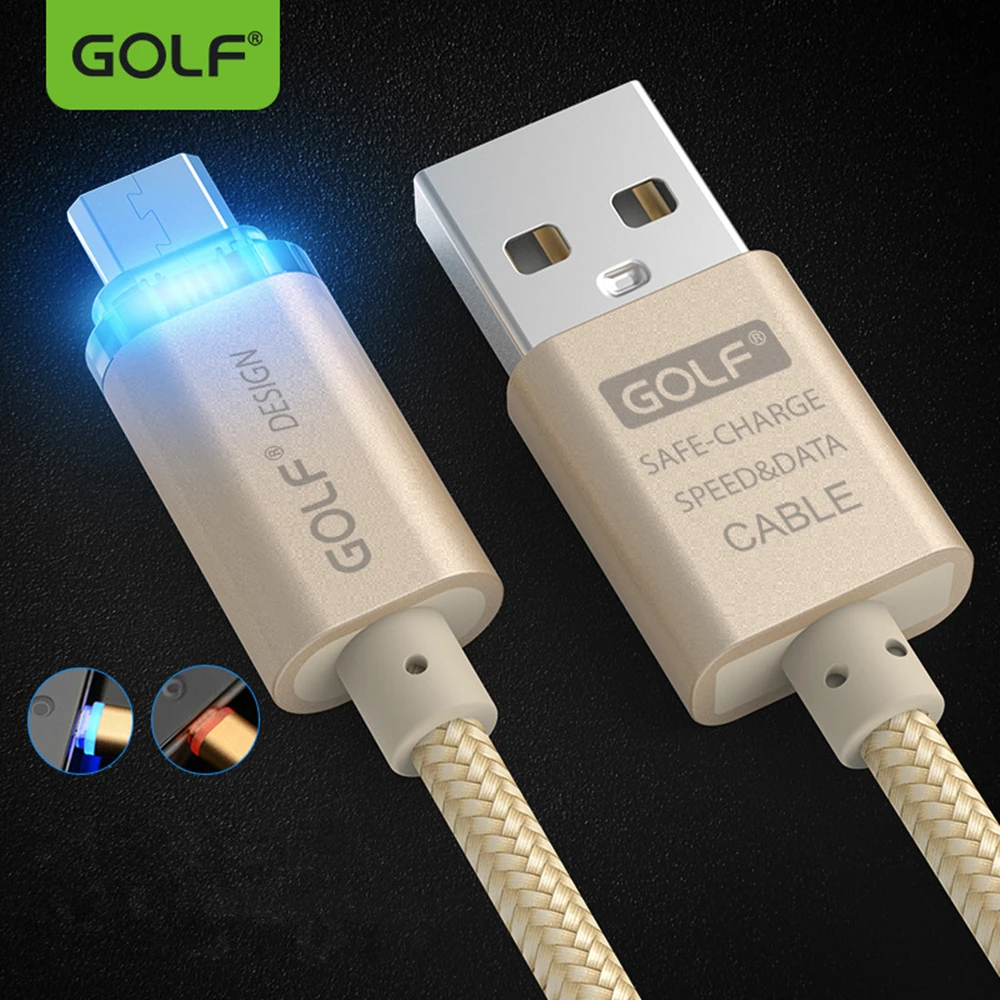 GOLF Smart Led металлический Плетеный Micro USB кабель для зарядки данных для samsung Note Edge Note4 Note5 S4 S6 S7 Edge кабели для телефонов Android